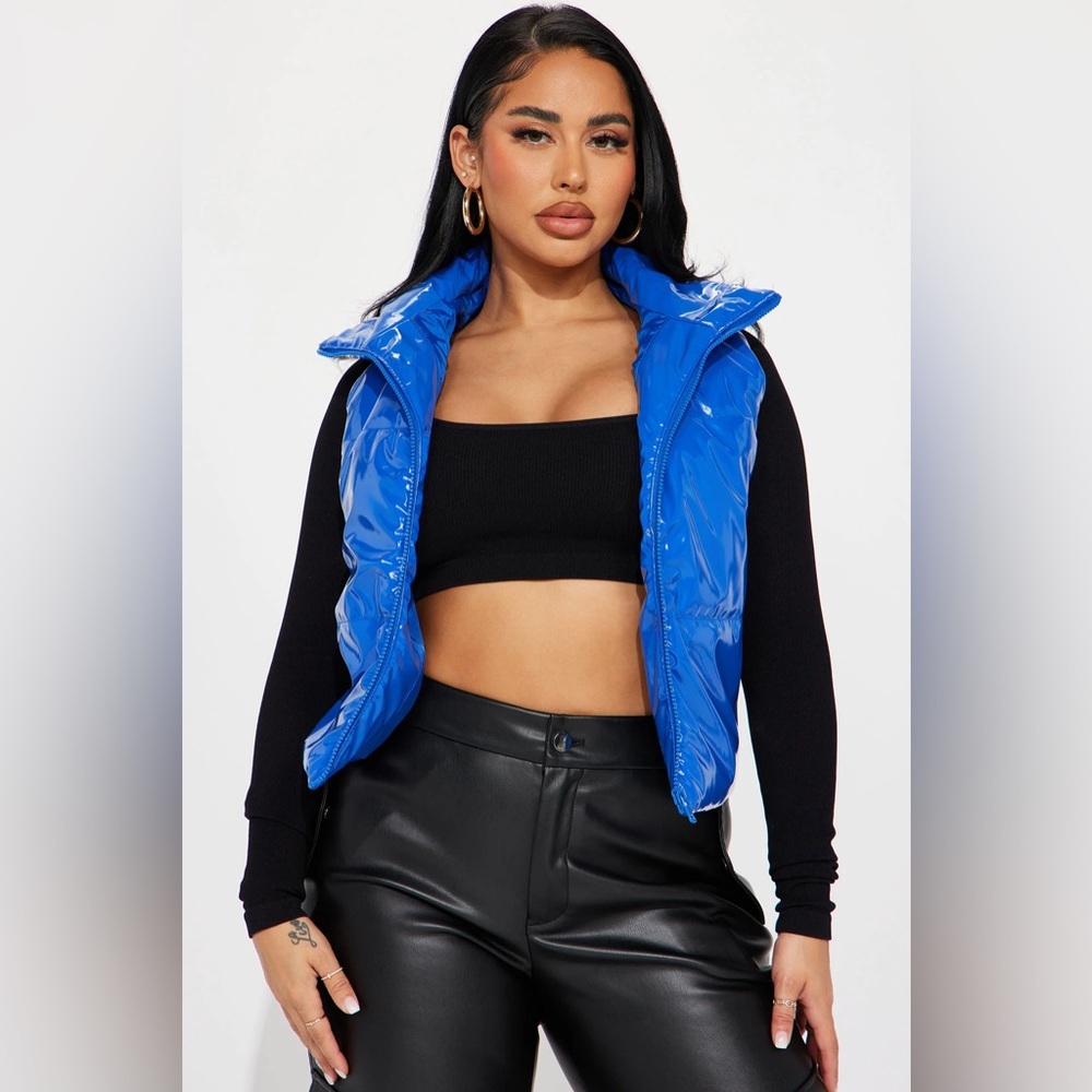 Fashion Nova- On Ice Puffer Vest - Blue
